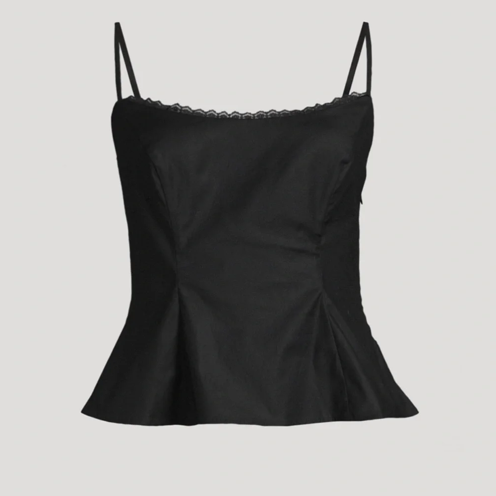 Reformation Genevieve Lace Trim Black Camisole Size 6 - Picture 2 of 8